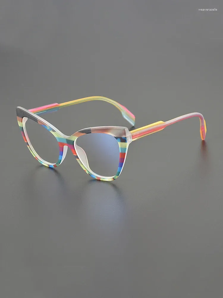 Óculos de sol Quadros de nicho Personalidade de gato Os óculos retro moldam moda masculina Multi-Color Literary Optical Prescription fêmea fêmea