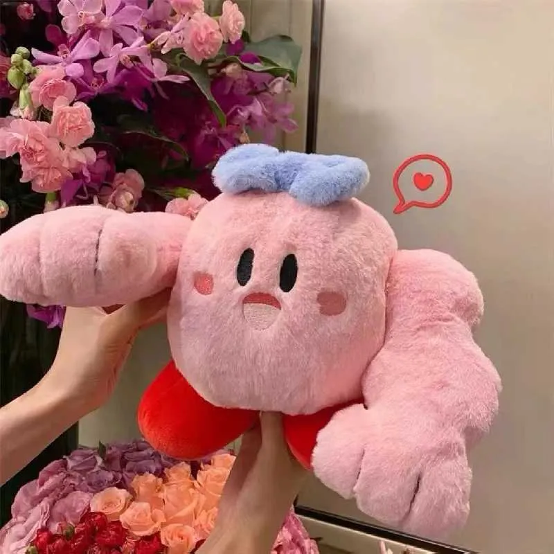 Poux en peluche 34 cm Muscles de dessin animé kirby rose en peluche jouet fille canapé-ci-coulain