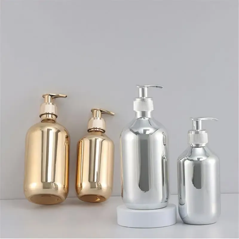 DISTRIBUTIONS 300 / 500ML Electroplated Plastic Gold Silver Liquid Witers Bouteilles Distors Rempillable Lotion Shampooing Gel Gel