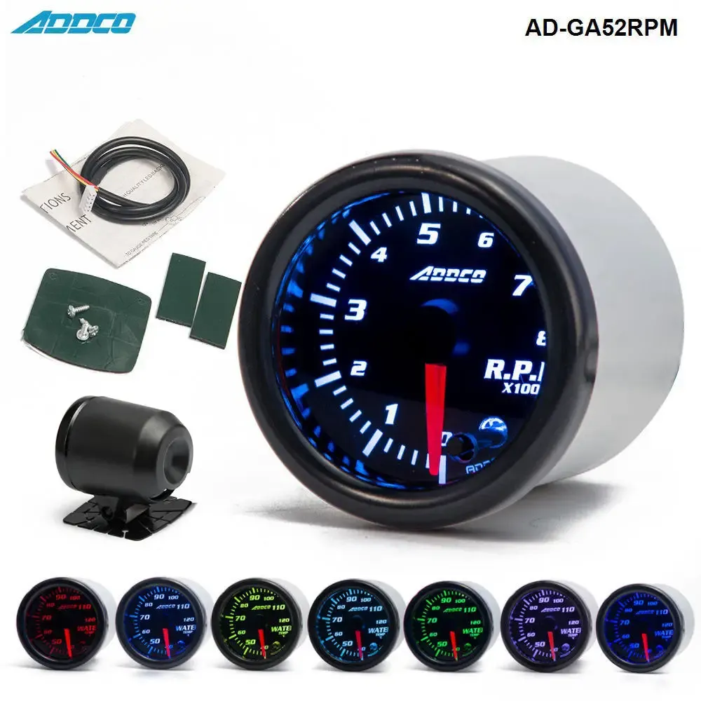 Bollen auto auto 12v 52 mm/2 "7 kleuren Universal Car Auto Tachometer meter LED met sensor en houder adga52rpm