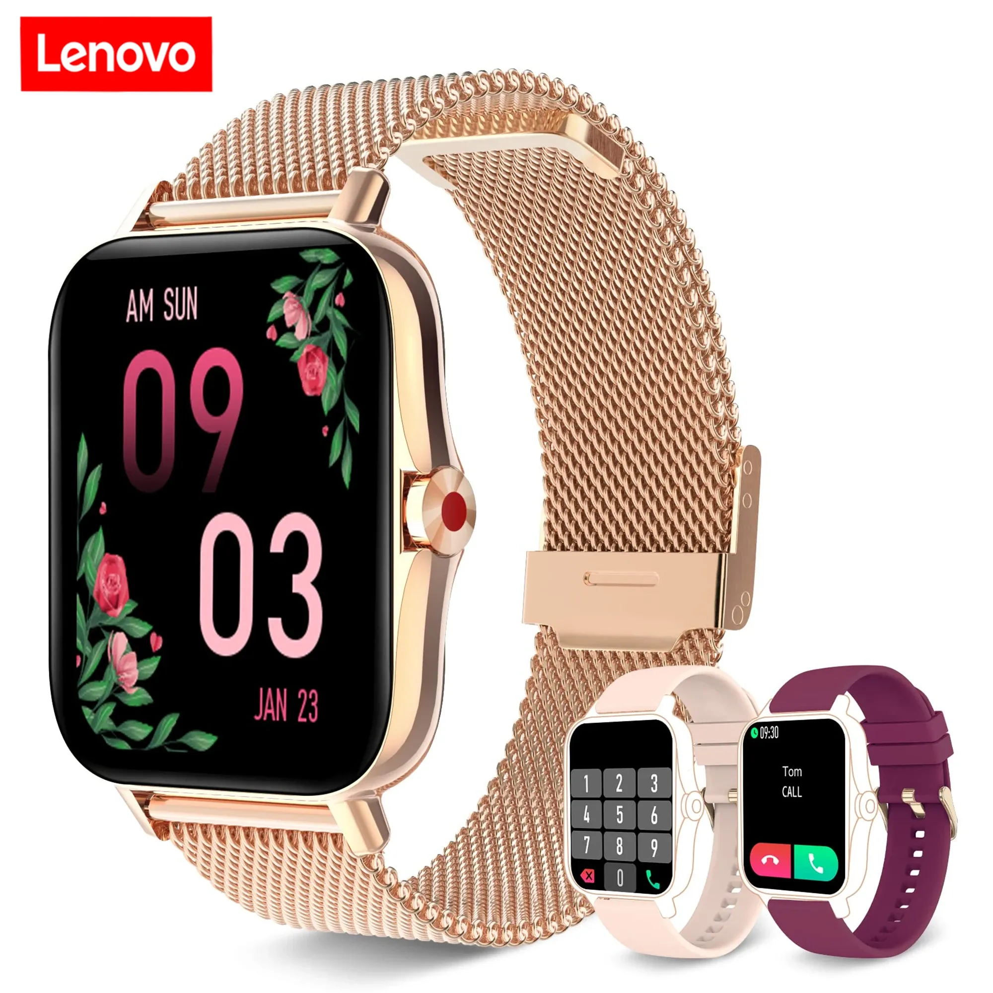 Montres Lenovo, New Women's Smart Watch Appel Recevoir un tracker de fitness Smartwatch Smartwatch Sleep Sleep Monitoral Petomètre Men