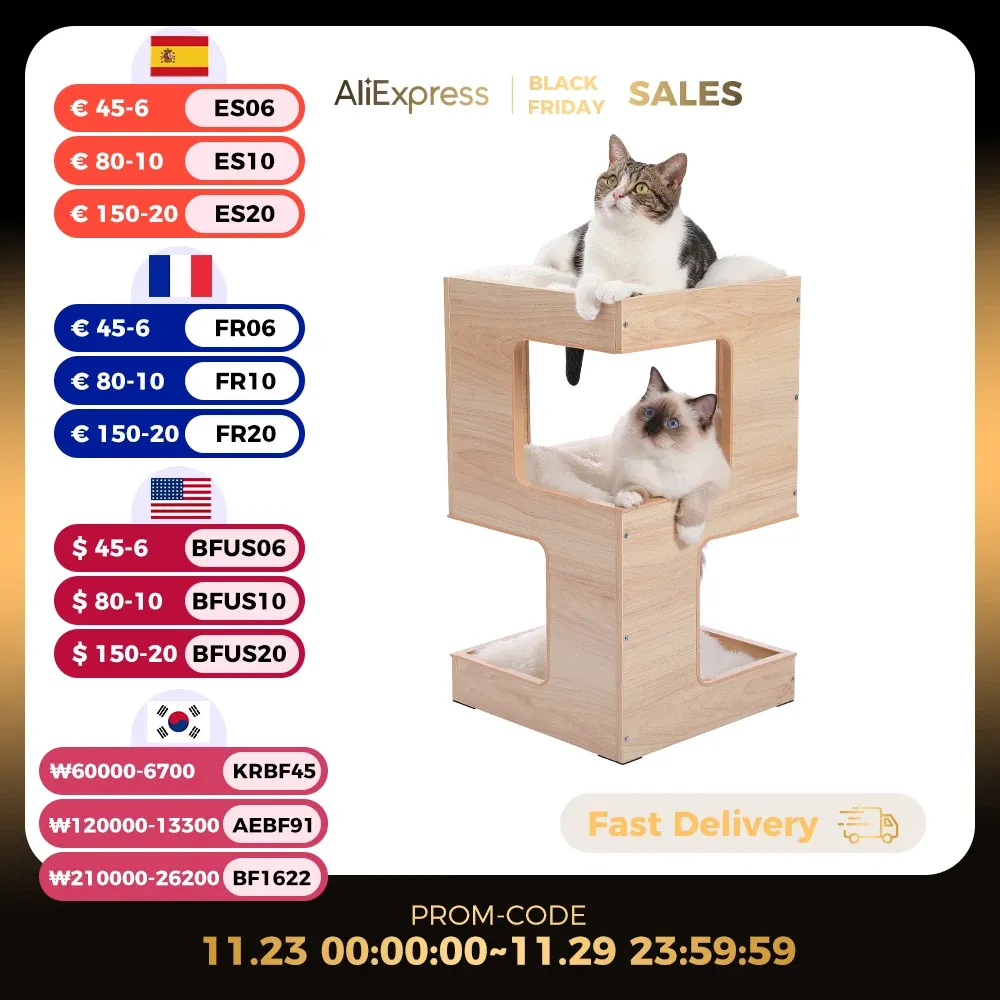 Scratchers Small Cat Tree pour la tour de chat intérieure 3 niveaux spacieux haut de gamme de meubles à grattements à gratter avec des coussins doux amovibles Gift