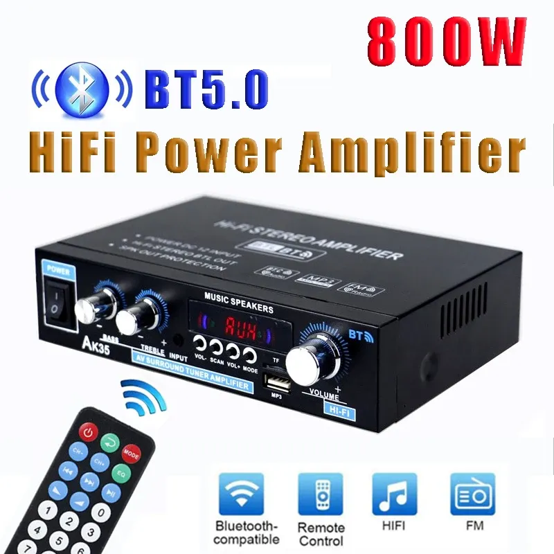 Verstärker AK35/G919H Home Car Power Amplifier 2 Channel Mini Hifi Bluetooth AMP Digitale Stereoverstärker FM USB Fernbedienung Max 1000 W