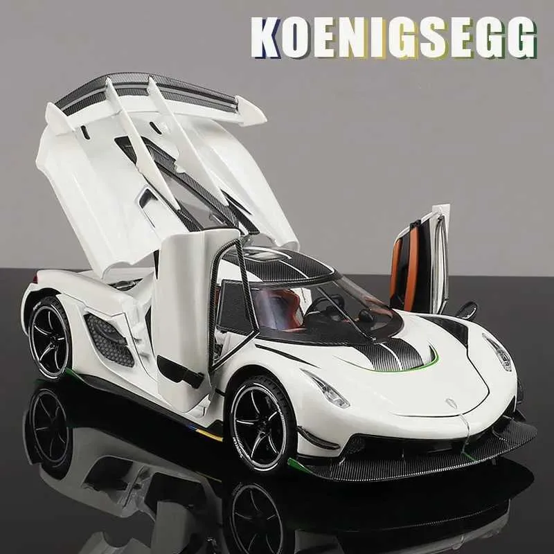 Diecast modelauto's 1 24 Koenigsegg Jesko Attack Alloy Sportacouten Model Die Cast Metal Racing Car Model Simuled Sound en Light Childrens Toy GiftSl2405