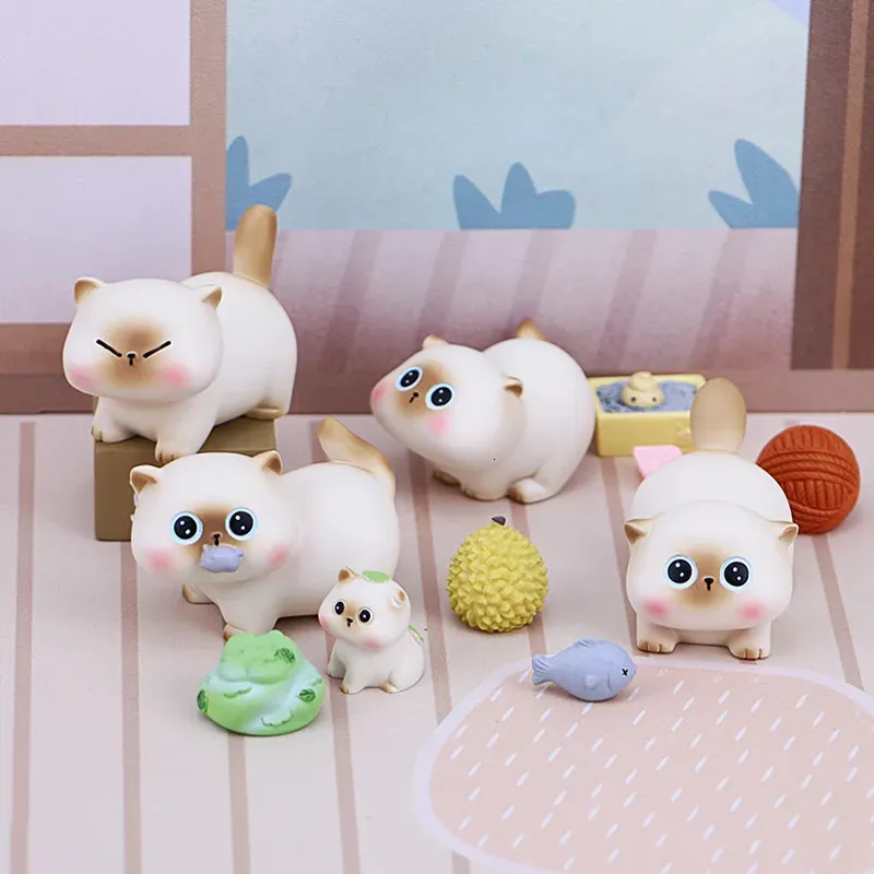 Kawaii Azuki Blind Box Bean Curd Small Siam Daily Fashion Play Cute Dog Mystery Hand Action Doll Cat Ornamenten Kinderen cadeau 240426