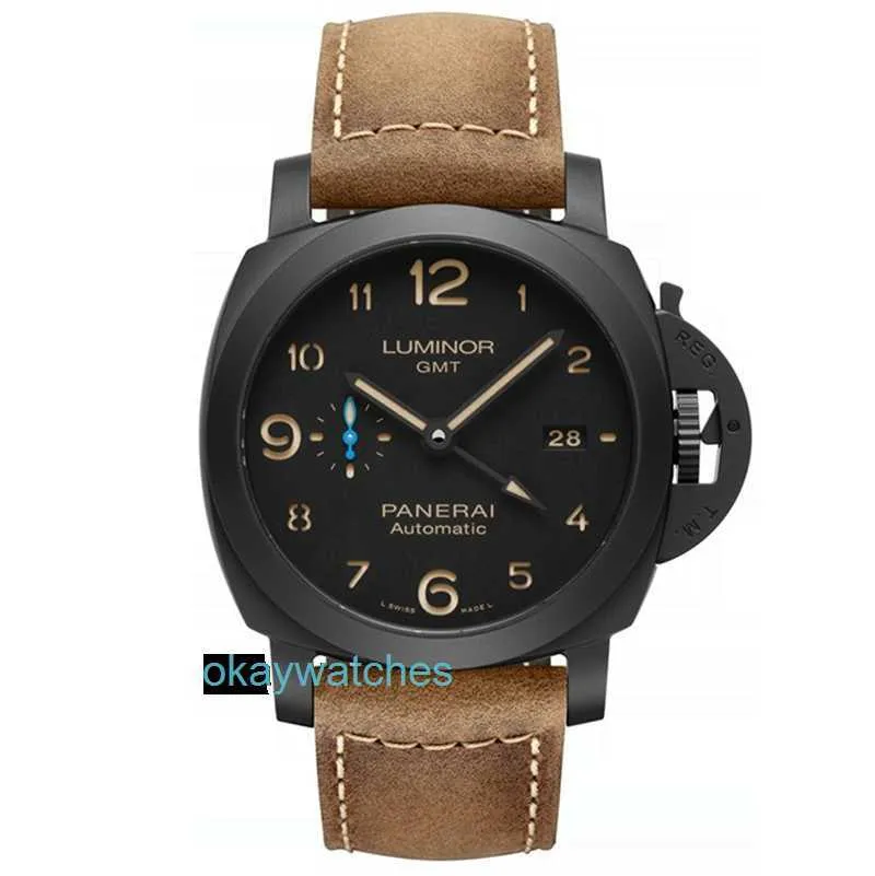 Moda Luxo Penarrei Watch Designer Box Certificado de Cerâmica Lumino Black Mecânica Automática para Homens PAM01441