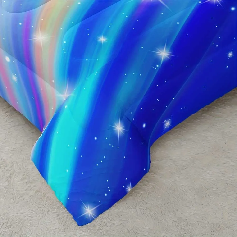 Copertura del piumone blu Rainbow Gradient Star Comporter Twin Size, set di biancheria da letto colorate ragazzi adolescenti, con 1 piumino e 2 federe