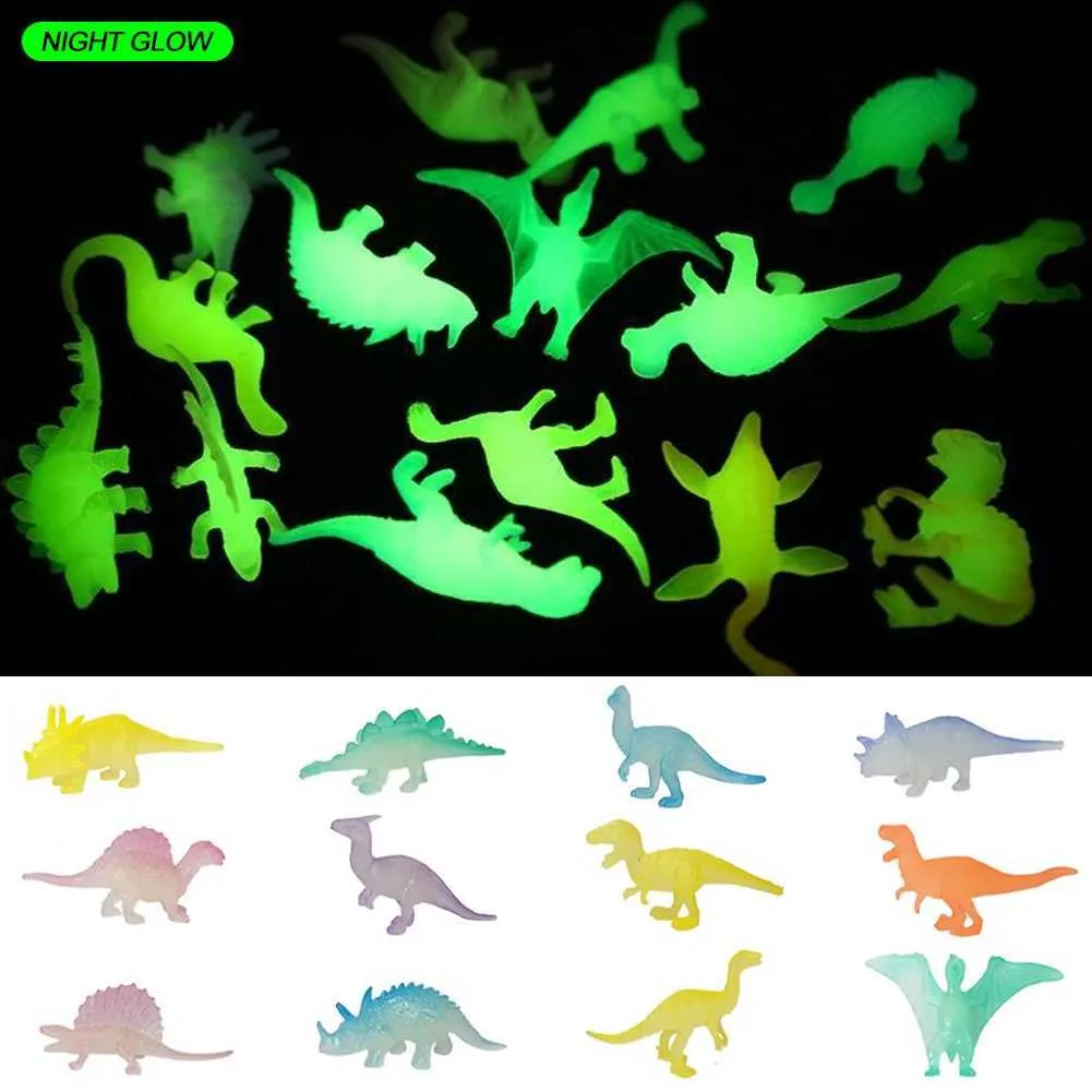 Altri giocattoli 12/16 pezzi di luminosi Dinosauro Dinosauro luminoso Dinosauro Mini Boy Cake Decorazione per bambini Modell240502