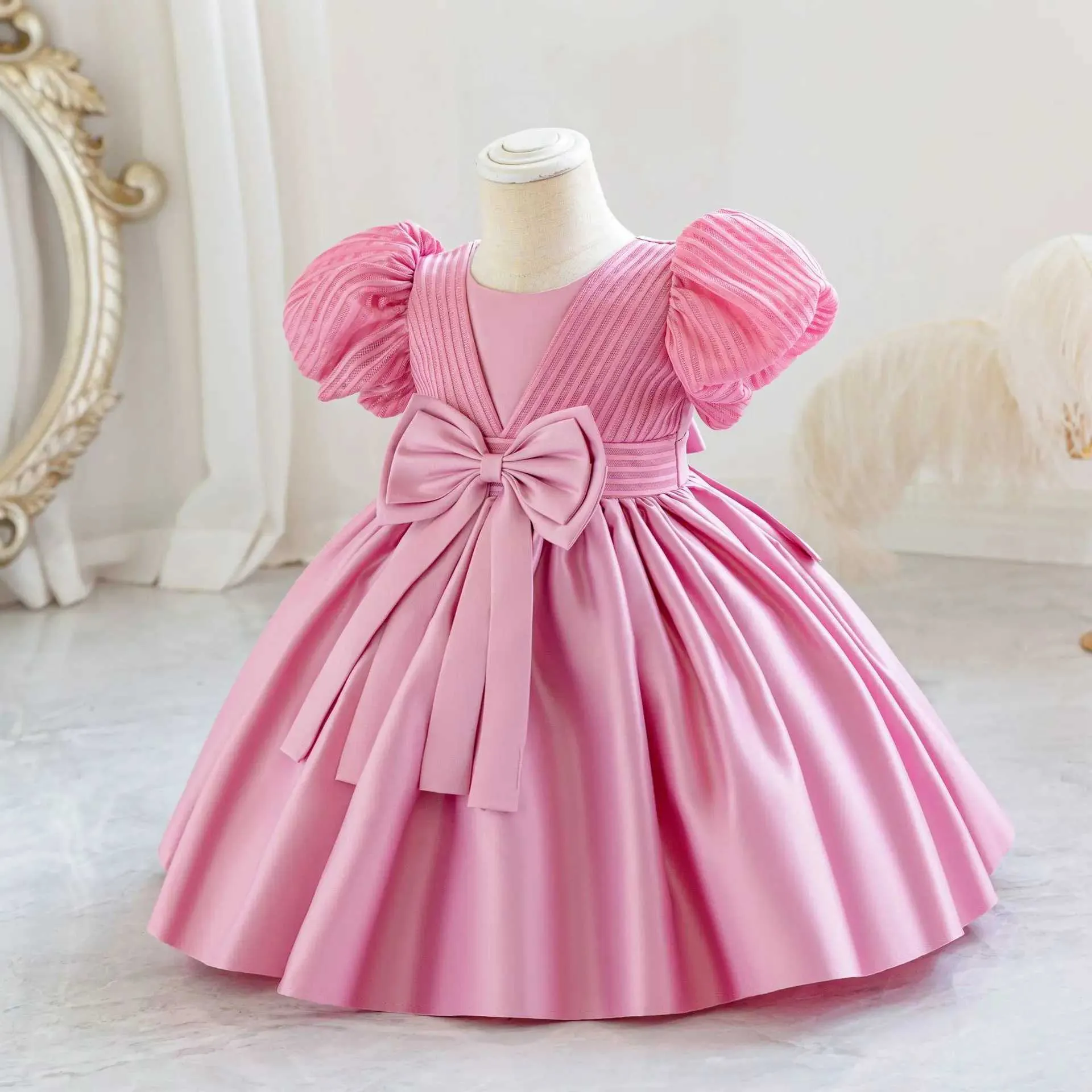 Girls Toddler Dress Puff Sleeves V Neck Floral Pattern Birthday Party  Pageant Formal Dress from Dhgate Girls Dresses - price 33.9