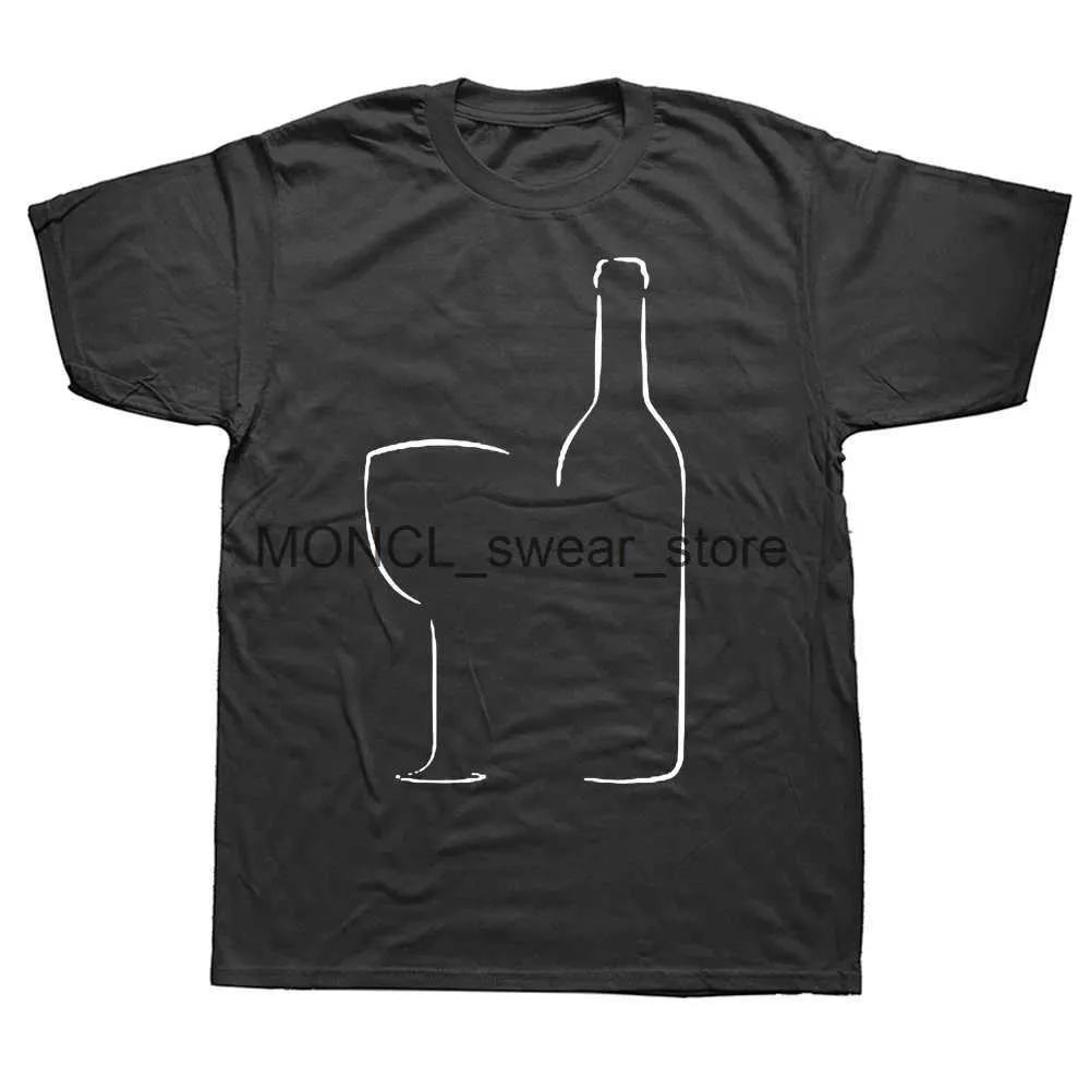 T-shirts masculins Nouveau verre à vin en coton de style été et bouteille courte Slve drôle T-shirt graphique HARAjuku Hip Hop T-shirt Strtwear H240506