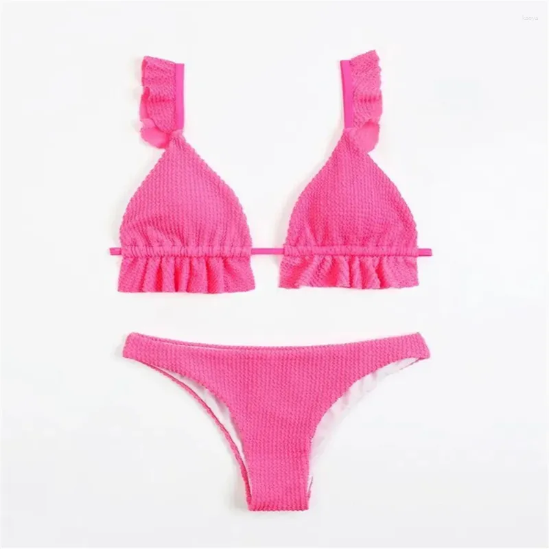 Biquíni texturizada de roupas de banho feminina com textura de maiô rosa araquinho de banho de duas peças Bikinis Y2K Beachwear maiô Traje Bano Bano Mujer