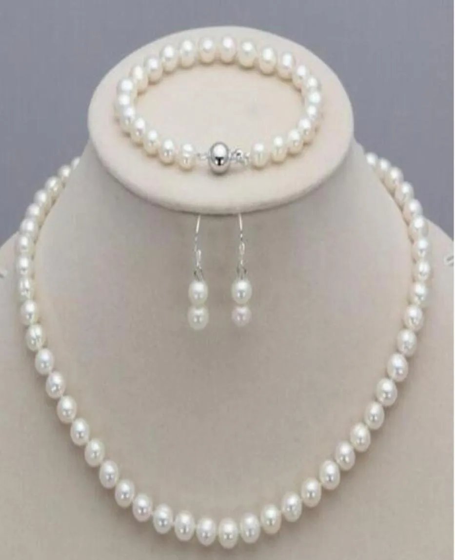 Boucles d'oreilles de collier de perle de perle en culture blanche de 78 mm.