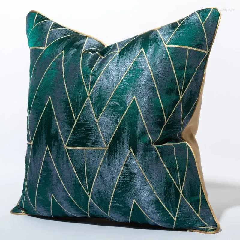 Almohada cubierta geomitric de verde oscuro 50x50 cm Case de almohada de lanzamiento de lujo decoración para la sala de estar del sofá del automóvil decoración del hogar
