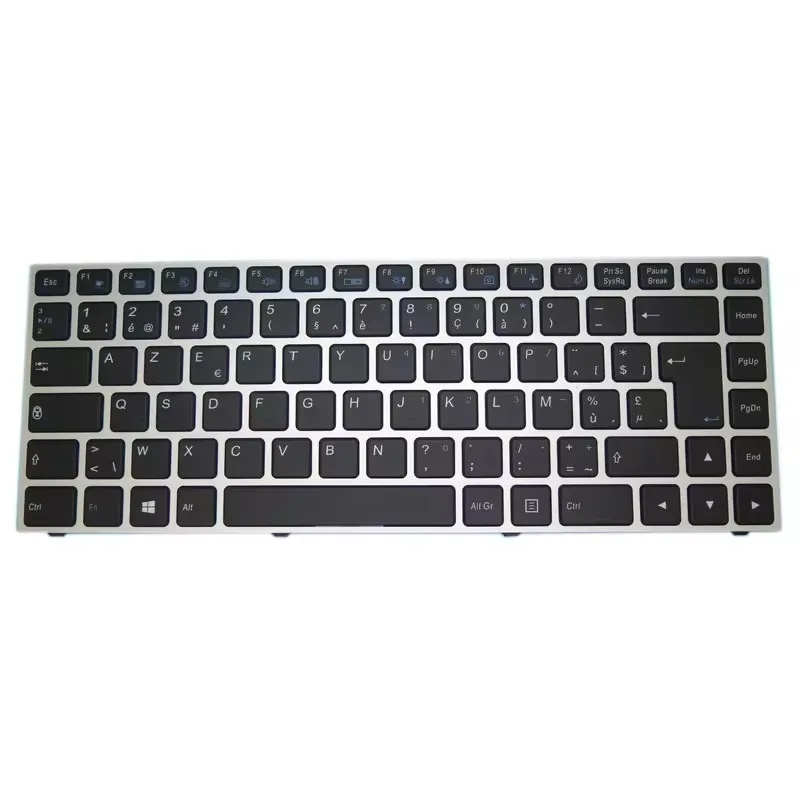 Clavier rétro-éclairé pour ordinateur portable pour Clevo P640 MP-13C26B0J4306 6-80-N13B0-241-1 Belgique Be Silver Frame