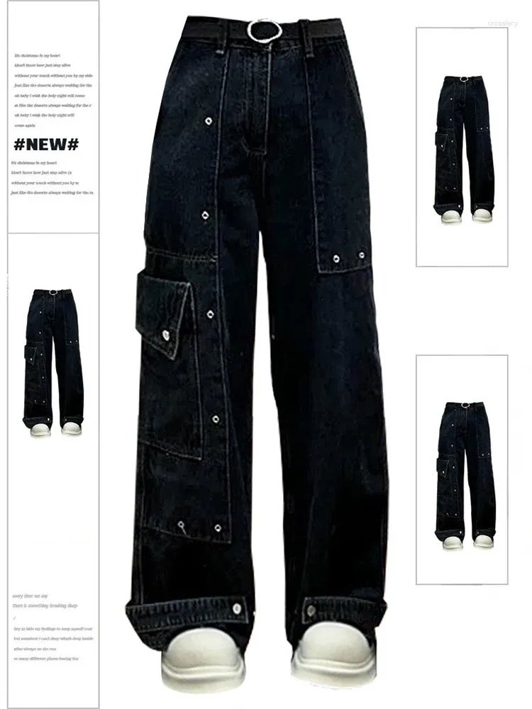 Women's Jeans Y2k Baggy Cargo Harajuku Denim Trousers Japanese 2000s Style Wide Leg Jean Pants Vintage Trashy Oversize Clothes