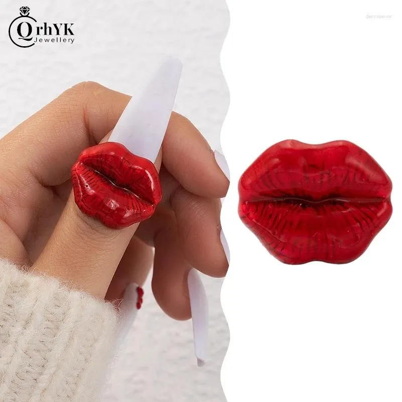 Clusterringe Lippenform Finger Ring Statement Schmuckzubehör Punk Style Geschenk