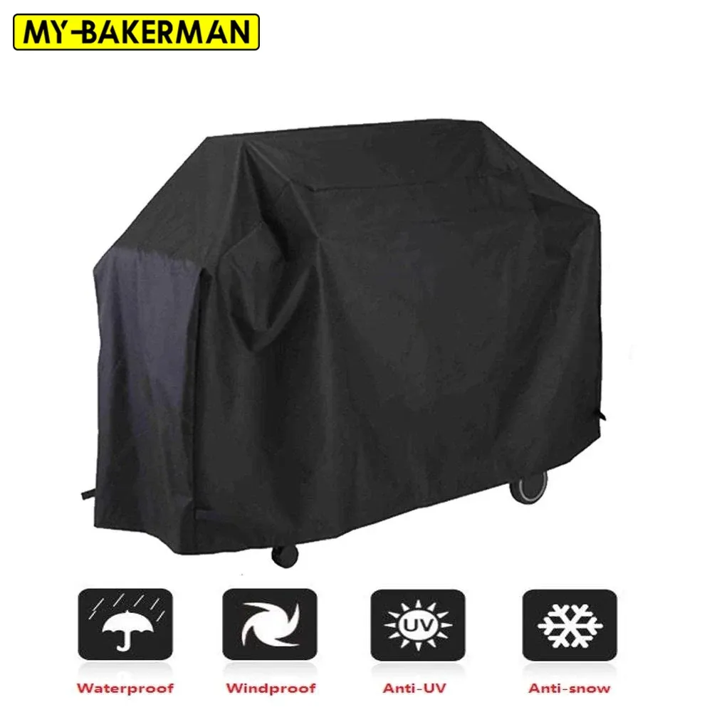 Grills BBQ Cover Outdoor Dust Waterproof Heavy Duty Grill Cover Rain Protective Outdoor Barbecue Round Black BBQ Grill Cover