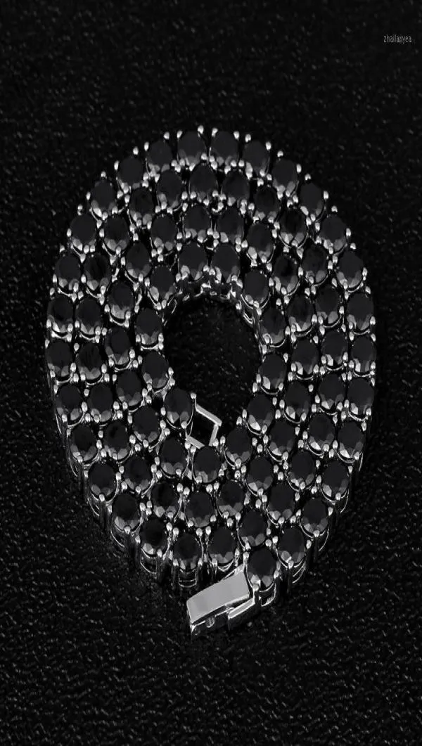 Dnschic Iced Out Tennis Collier 5 mm Ligne de chaîne en or blanc avec Black CZ pour hommes Femmes Hip Hop Jewelry Rappen Street Fashion17918643