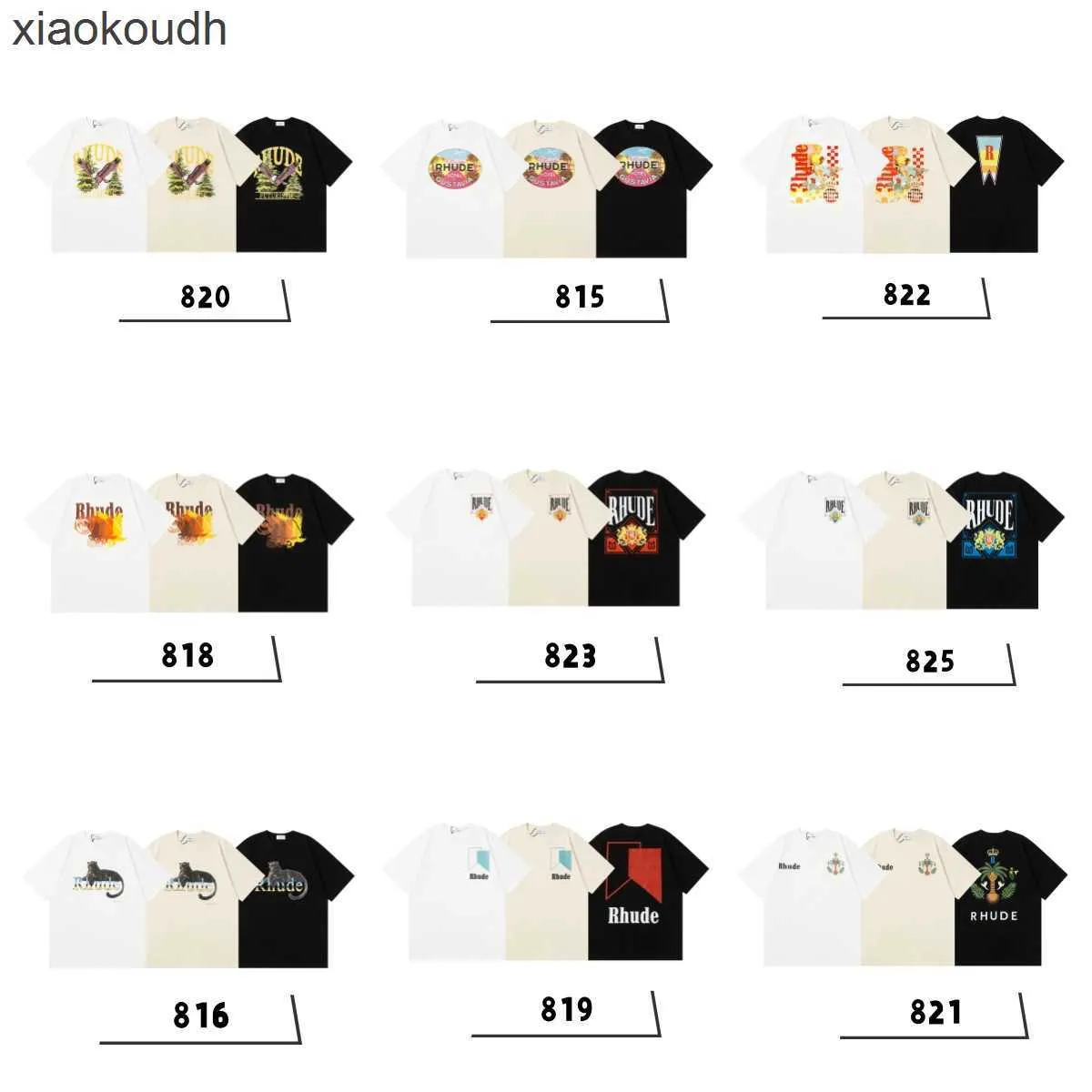 Rhude High-End-Designer-Kleidung für Mode Jugendbrief Arrow Standard Kurzarm T-Shirt für Männer und Frauen High Street lose halbe Ärmel mit 1: 1 Originaletiketten