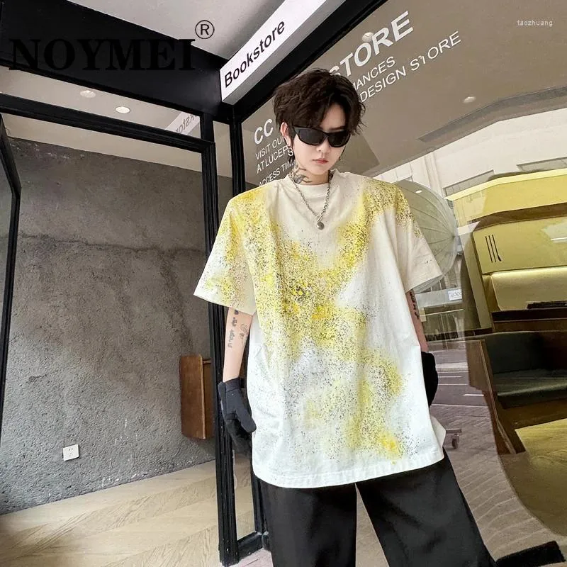 Camicie da uomo Noymei 2024 estate personalizzata colorato dipinto spray t-shirt a maniche rotonde top a mappa del collo rotonde WA4439