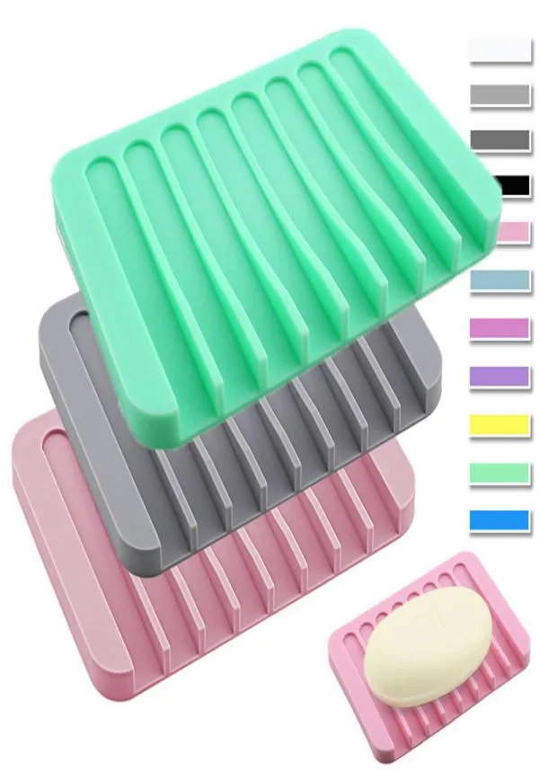 Porta di sapone in silicone non slip Spot di saponi flessibili Piatti a piastre per piatti vassoio Contenitore Soapbox Container Accessori per la cucina Woles5636969