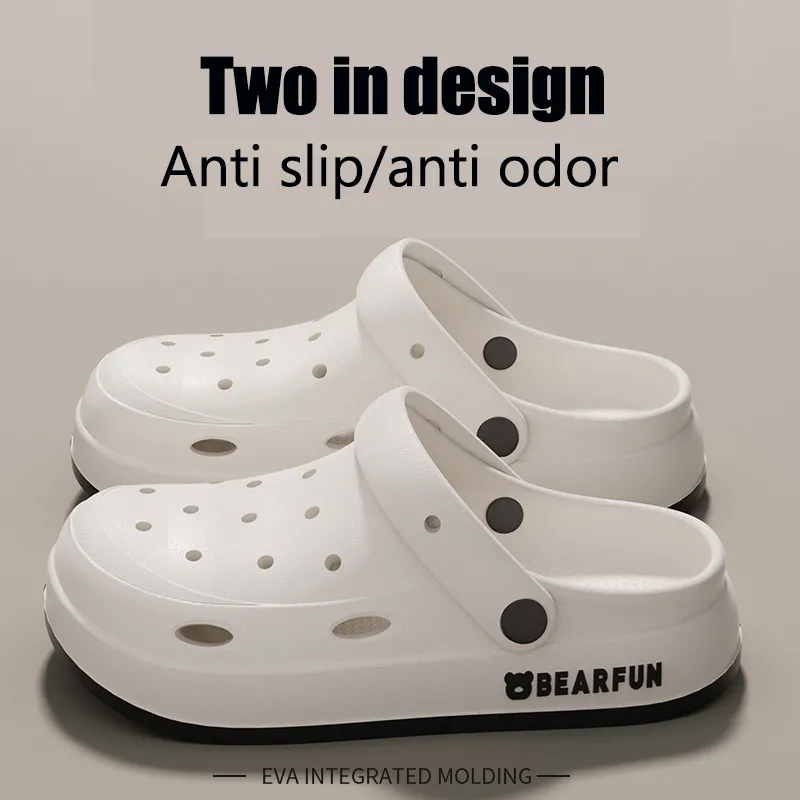 2024 Nouveaux chaussures de trou pour hommes couples d'été portant des bandeaux de plage non glissants pour la maison Utilisez deux portant des pantoufles pour les femmes