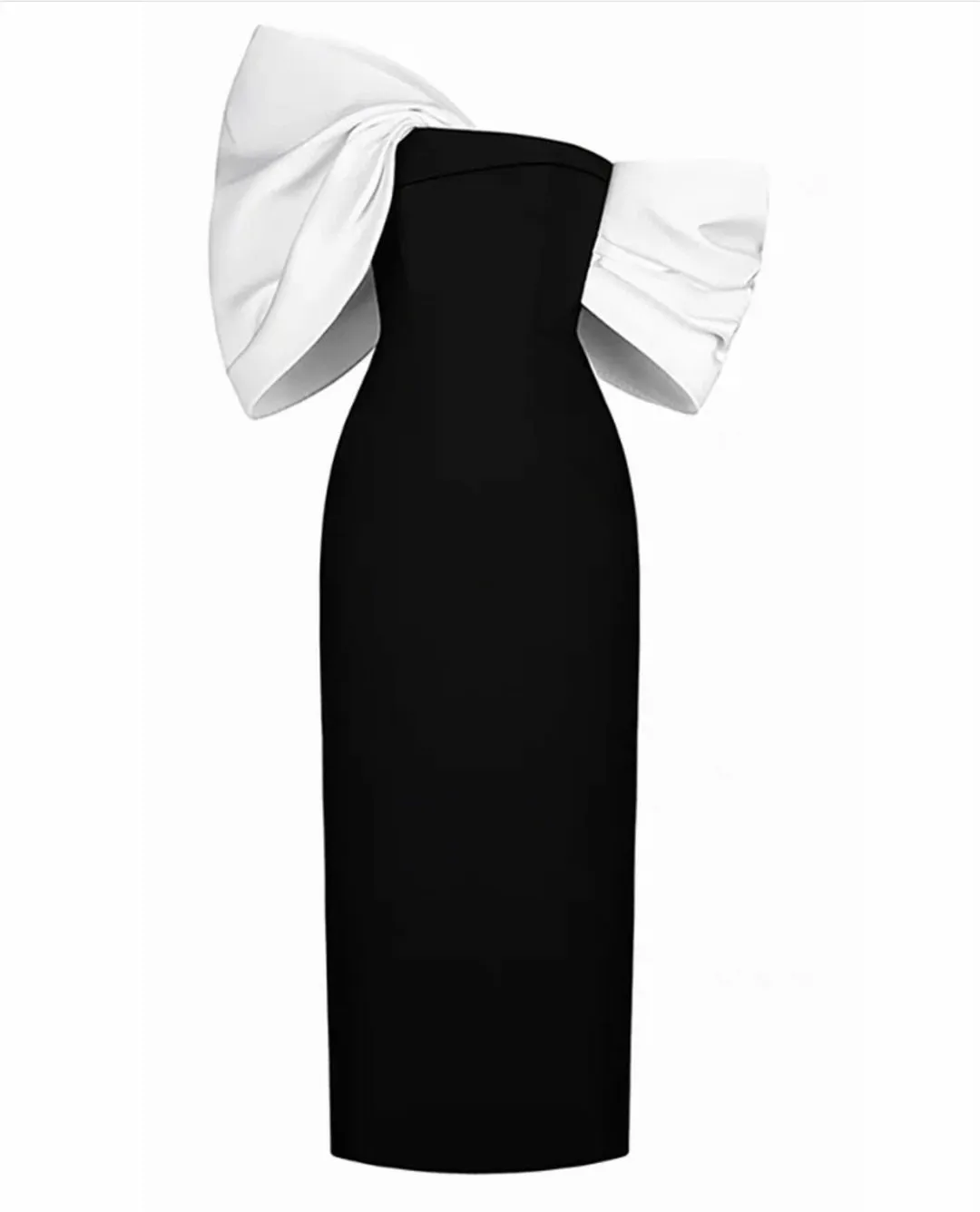 black crepe dress with sleeves Zip Through Bodycon Dress Black And White | Dresses & Jumpsuits main image 1