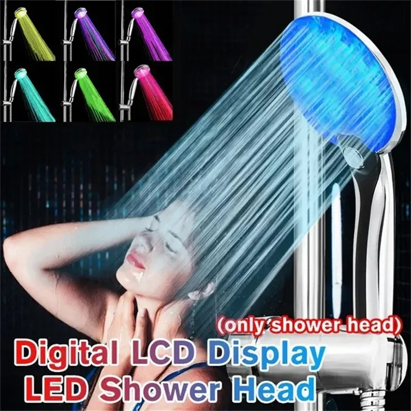 Conjunto 7 cor LED Mudança de chuveiro Cabeça Romântica água Casa de banheiro casa Spray Spray Head Torneira Glow Bathroom Acessórios chuveiro