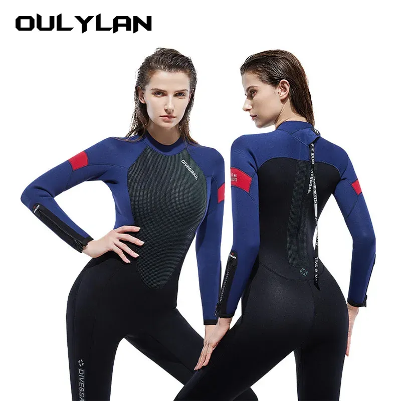 スーツOulylan onepieceダイビングスーツ厚くなった温かい男性女性のウェットスーツ5mmネオプレンカップルスタイルスイミングシュノーケリングサーフィンスーツ