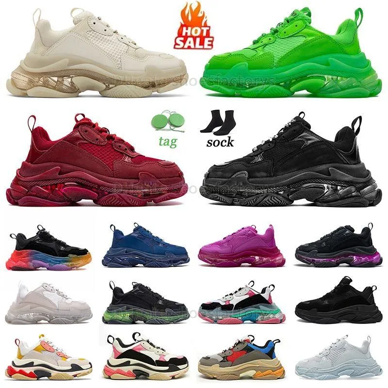 Designer trainer mens womens shoes Triple S zapatos black white vintage beige crystal clear sole green dhgate platform 2.0 runner luxe sneaker