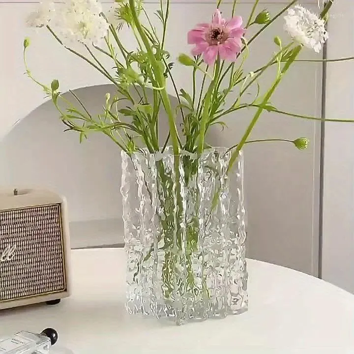 Vasen 1 Italienische High-End-Internet-Promi leichte Luxusgletscher Vase Glas transparente Blumenarrangement Rose Wohnzimmer Din