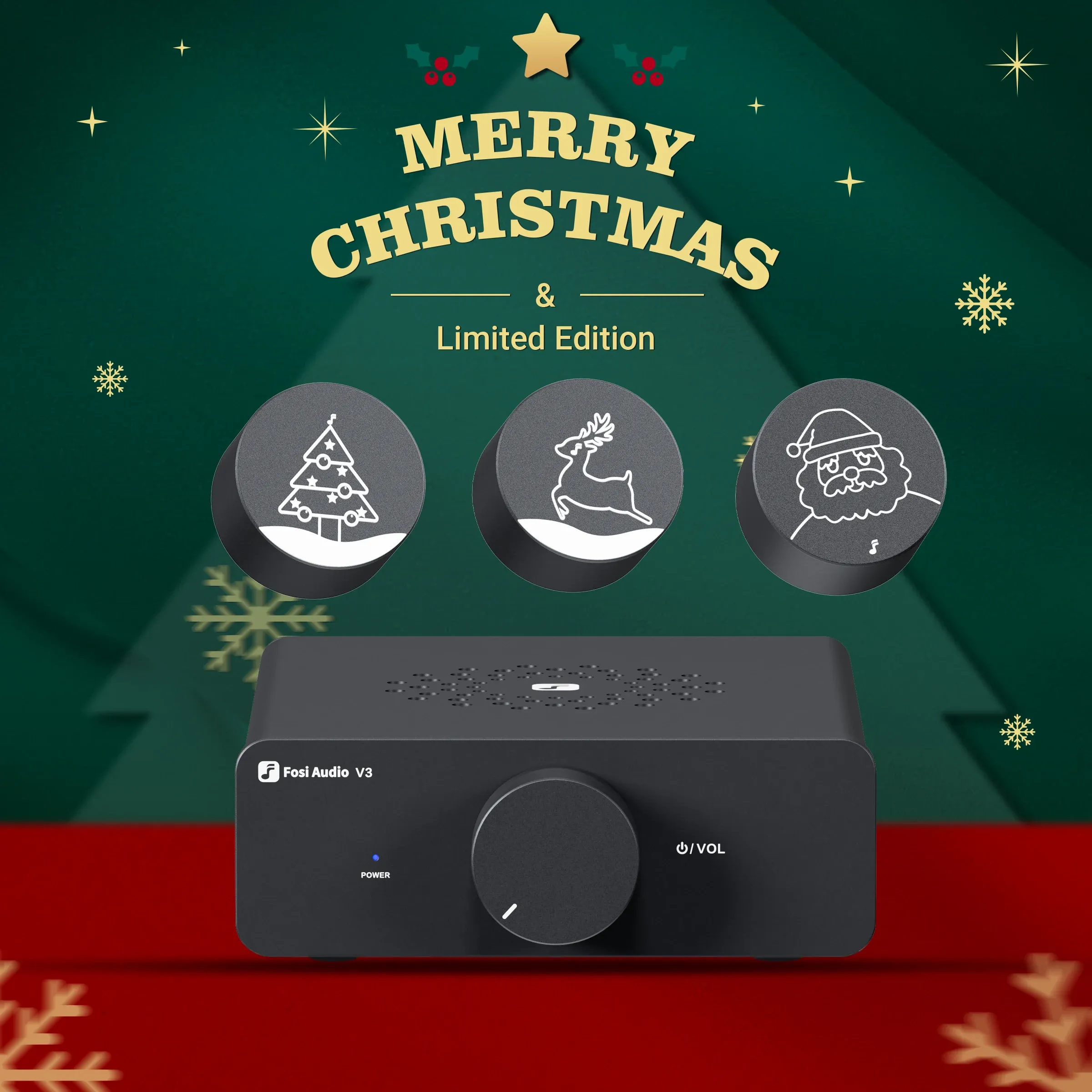 Amplificateur Bouton de volume remplaçable pour Fosi Audio V3 AmplierChristmas Limited Edition Bouton