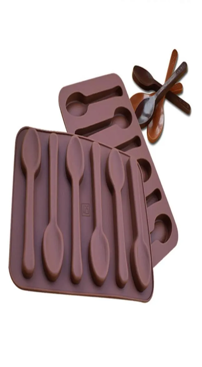 Nicht -Stick -Silikon -DIY -Kuchen -Dekoration Form 6 Löcher Löffel Form Schokoladenform Jelly Ice Backform 3D -Süßigkeitenformwerkswerkzeuge DBC B9181609