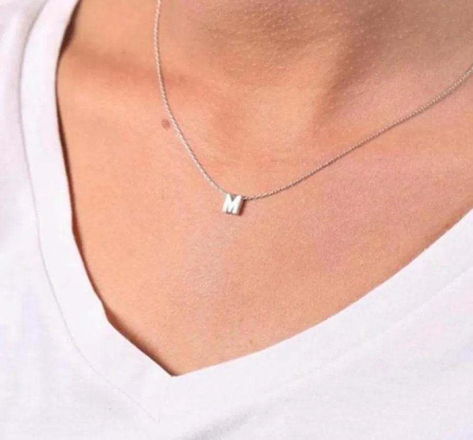 Hänghalsband rostfritt stål bokstav halsband guldpläterad mini solid initial charm för kvinnor namn smycken8089391