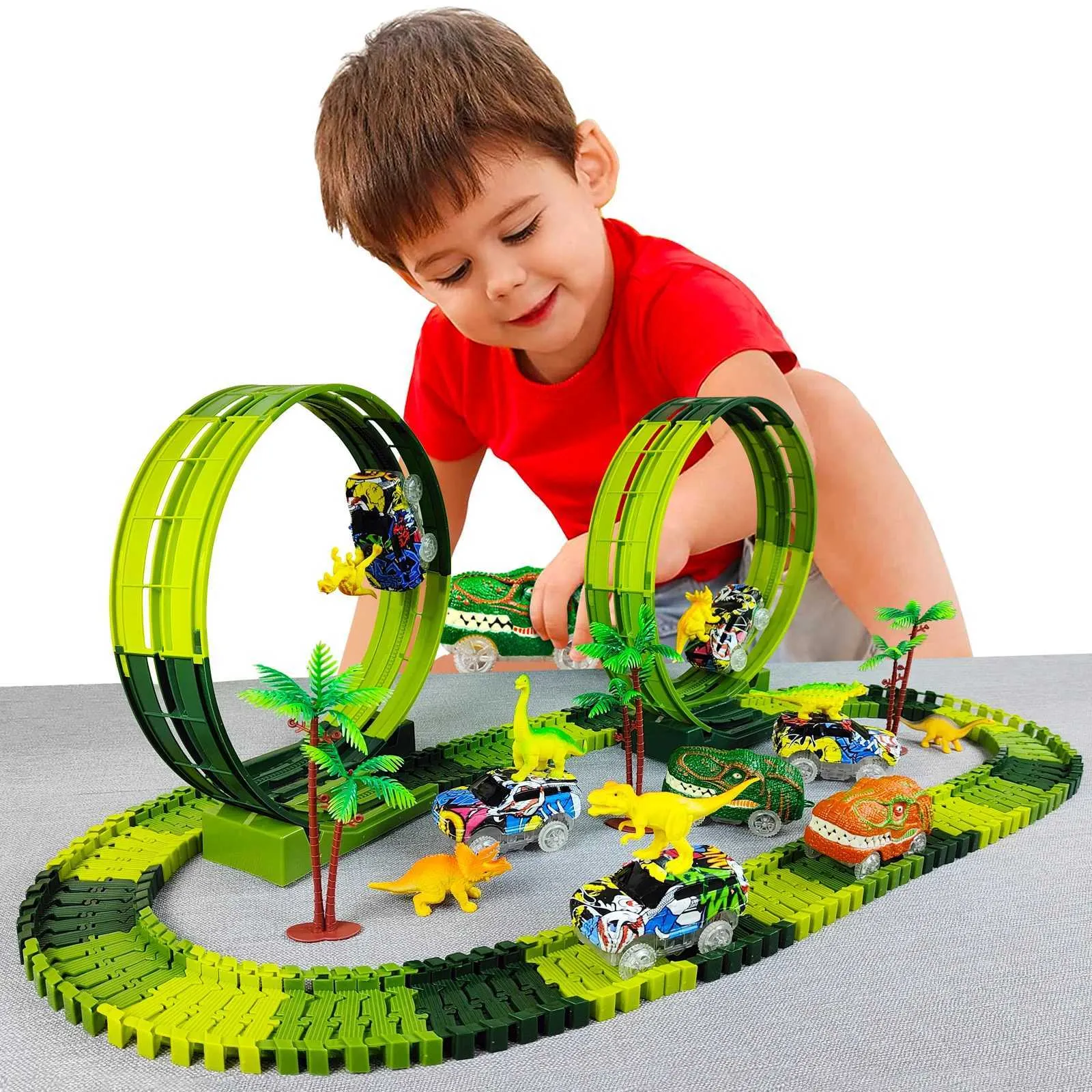 Otros juguetes Magic Climbing Electric Track Track Kit de autos de juguete Bending Flexible Track Flash Toys para ChildrenL240502