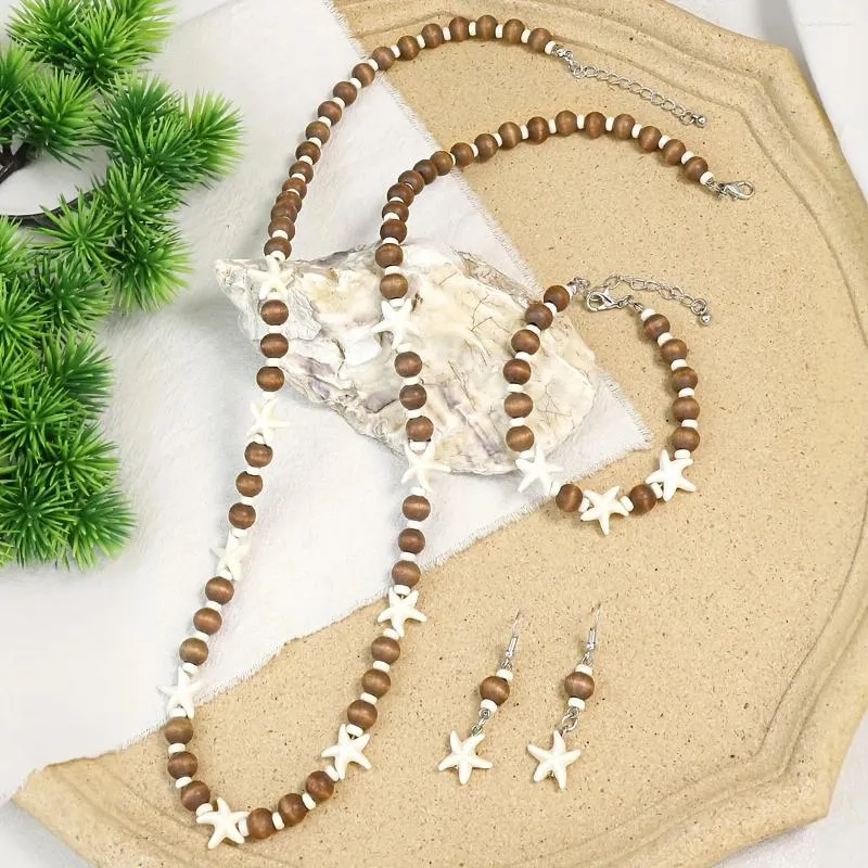 Ketting oorbellen Set Stijlvolle sieraden Sea Star Decors stromende kralen strandvakantie Coole geschenken voor je vrienden en familie