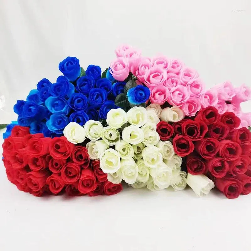 Flores decorativas de 5pcs de decoração de casamento de seda rosa de seda rosa não incluído