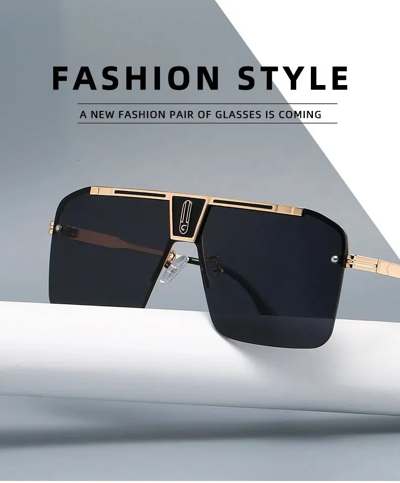Projektowanie marki dżentelmena dżentelmena z dużymi kwadratowymi ramkami Stylowe wyrafinowane i gustowne okulary przeciwsłoneczne Mężczyźni 240417