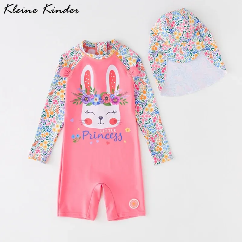 Suits Swimsuit Kids Girl Long Sleeves Swimwear for Girls Cartoon Rabbit UPF50 UV Protection Children's Bathing Suit Beach Clothes Baby