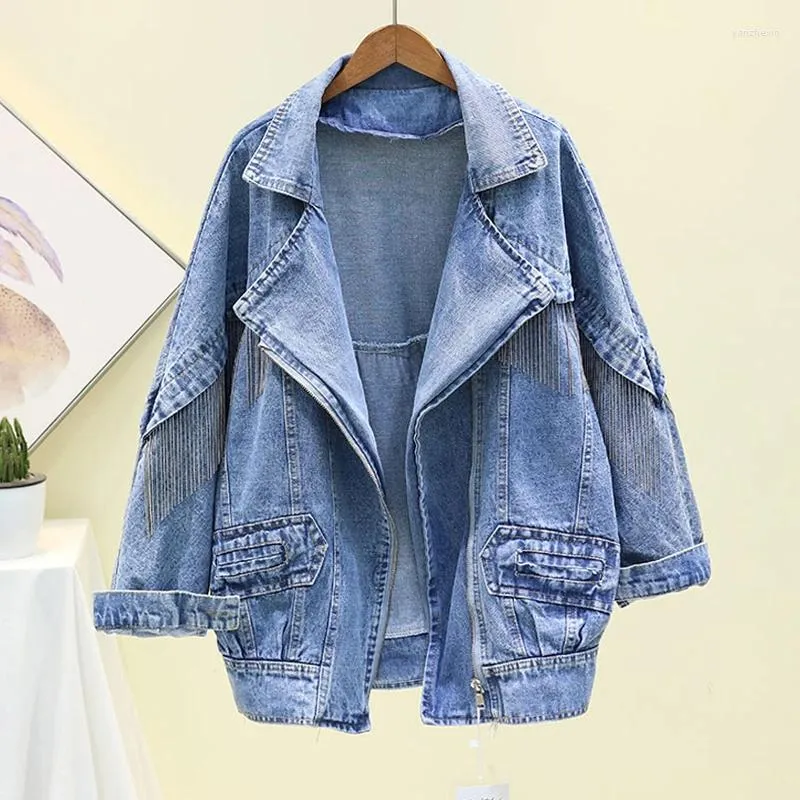 Vestes pour femmes Nice Denim Femmes Printemps Automne Verscons Pichettes Long Marine Casual Jeans Veste Loose Femme Femme Extérieur P622