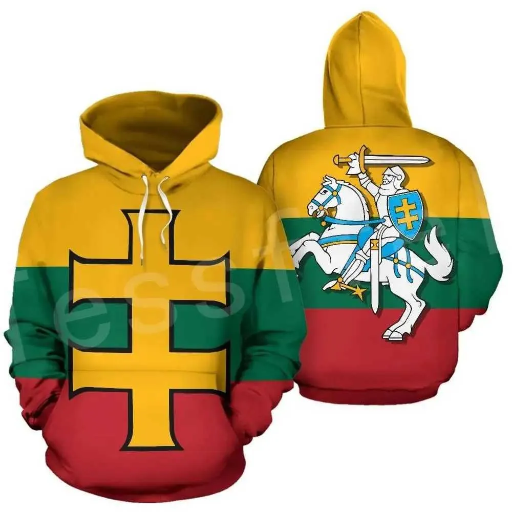 Heren Hoodies Sweatshirts Tessffel Retro Newfashion Litouwse vlag Pullover Streetwear Funny Tracksuit Harajuku 3dprint rits/hoodie/jas S-2 Q240506