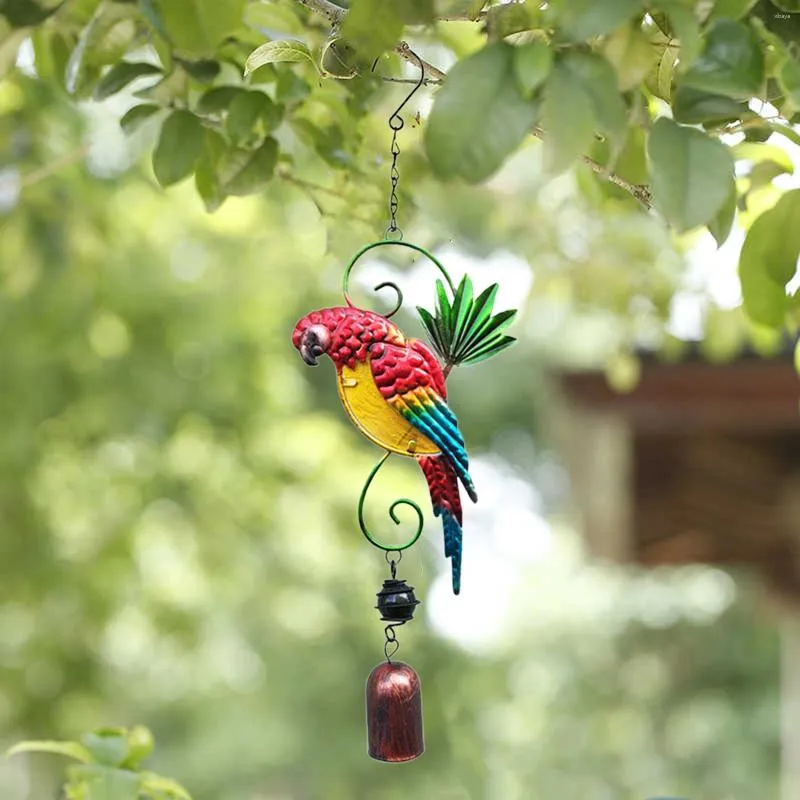 Figurines décoratines cour Pendente Vent cloche suspendue Ornements Home Decor Iron Fer Handmade Parrot Garden Decoration