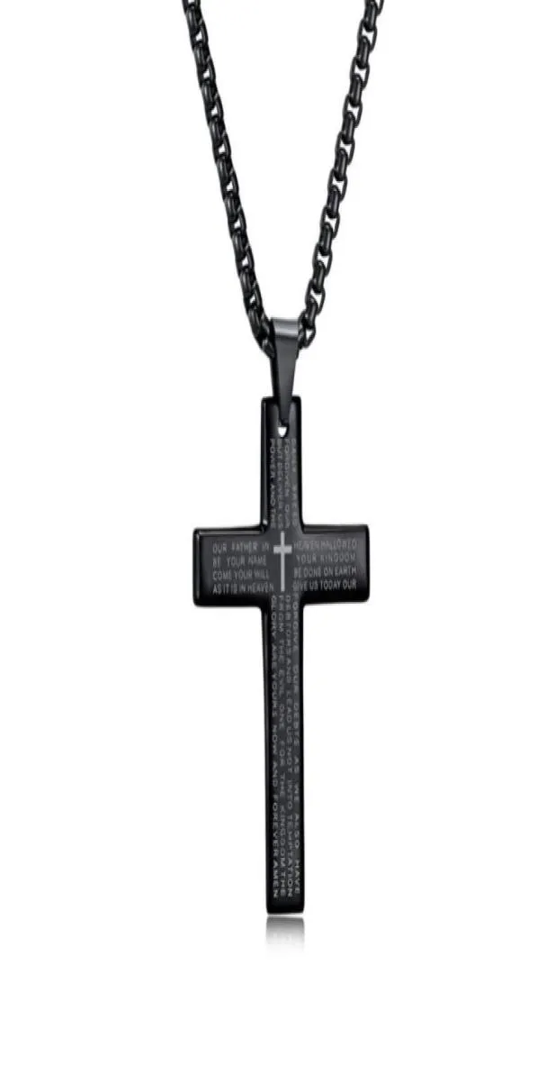 Pendanthalsband Collier Long Mens Cross Scripture Necklace Chain Kettingen BiJuteria Titanium amp Pendants Colgante HOMBREPEND734762017