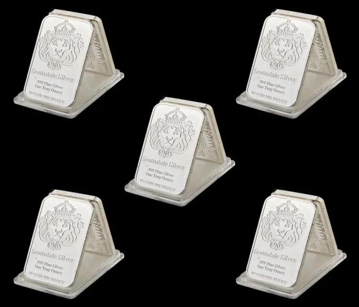 5pcs raro 999 Fine Silver One Troy Once USA Sdale Craft 1oz Silver Slated Souvenir Barsion Barras3858013