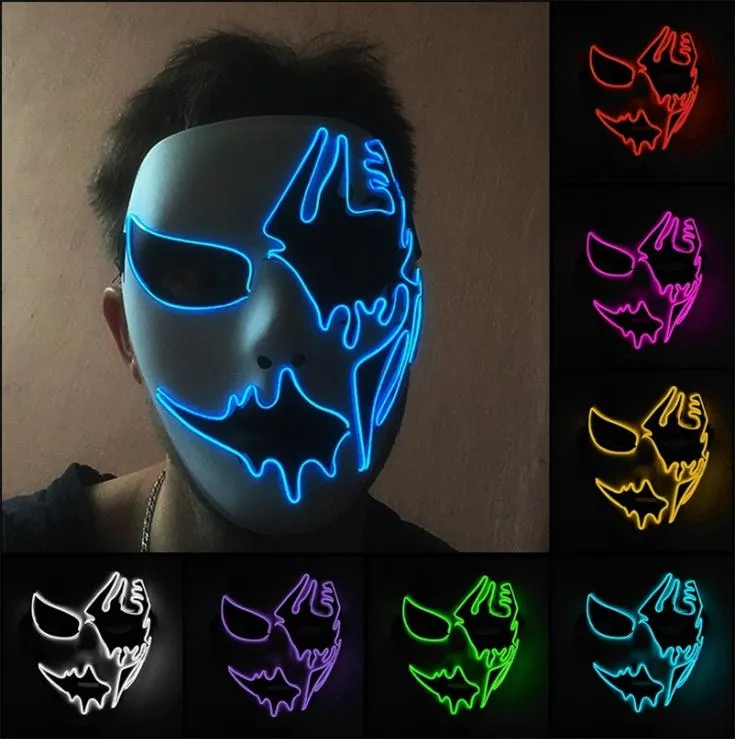 Máscara de neon máscara de máscara de neon de glow party máscara de máscara de máscaras de festas de máscaras de festas lideradas os adereços de luz brilho no figurino escuro 22078479300