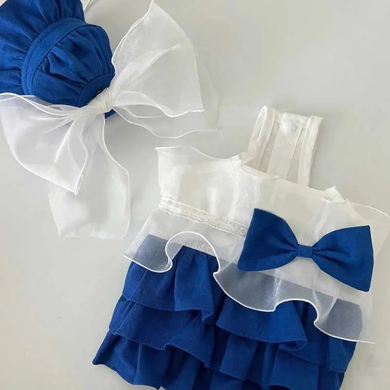 Собачья одежда модные щенки голубые платье юбка для пирога весна лето для питомца одежды для кошачьего кошачья
