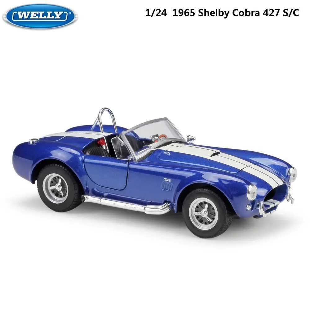 Diecast modelauto's WELLLY DIETCAST 1 24 Schaal Classic Simulation Car Shelby Cobra 427 S-C Ally Vintage Car Metal Toy Car Childrens Gift SeriesL2405