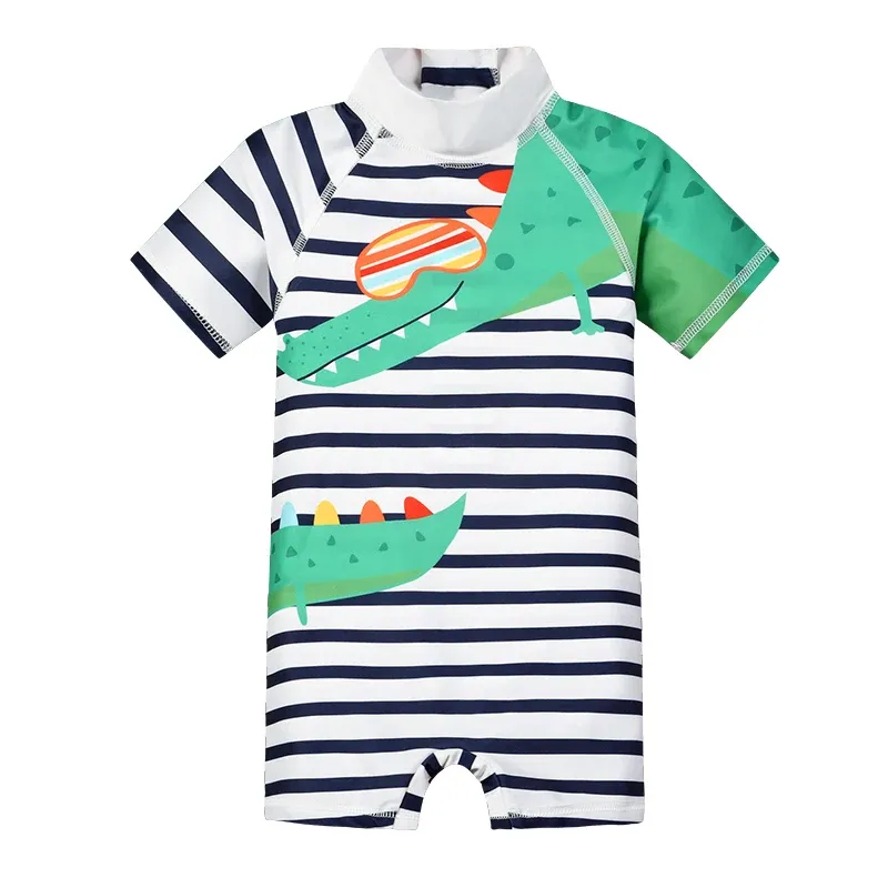 Swimswear Summer Baby Boy Boy à manches courtes Swimwear Scred Suncreen High Elasticity Cartoon Imprimée Portes mignonnes et refroidies