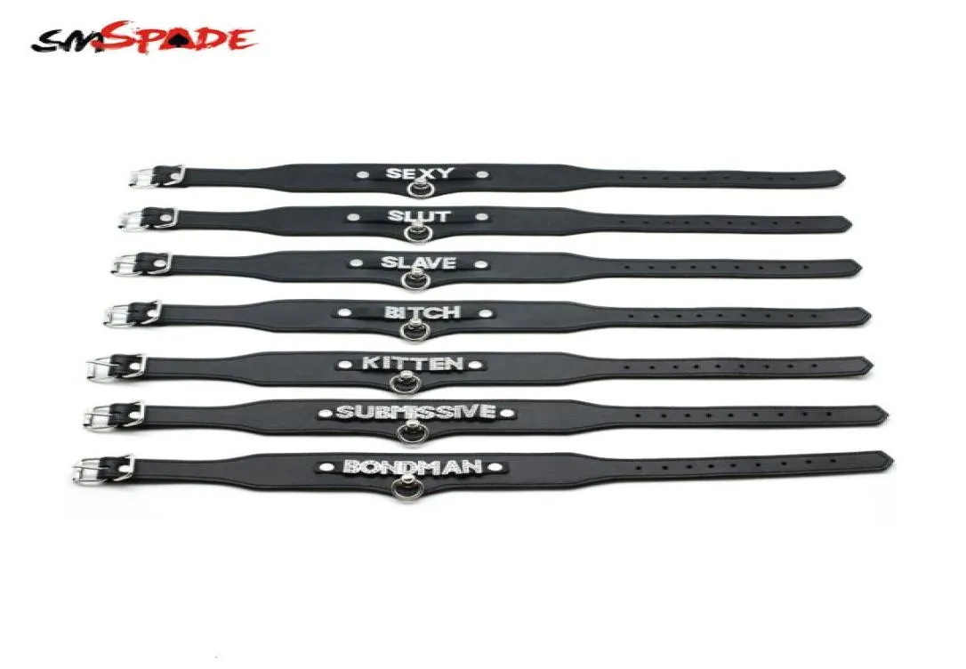 SMSPADE Cuir BDSM Collier Adulte Sex Toys A réglable CEINDABLE ALLABLE ESSAVE FETISH BANGE STRAP STRAP TOUT SEXET SEX