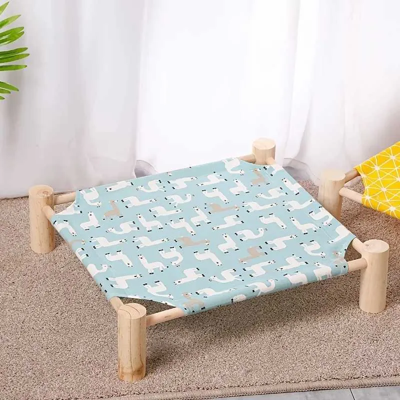 Camas de gato Móveis Cantendo elevado Cantendo de madeira Hammock de resfriamento portátil com suporte destacável - perfeito para cães de gatos!